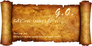 Güns Osszián névjegykártya